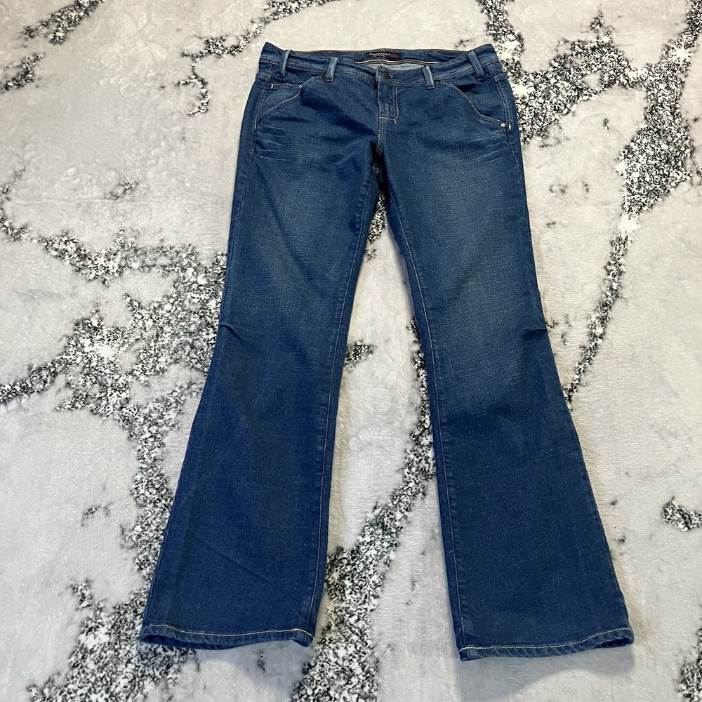 Y2K American Eagle Outfitters Jeans Womens Size 10 Blue Flare Flap Pockets